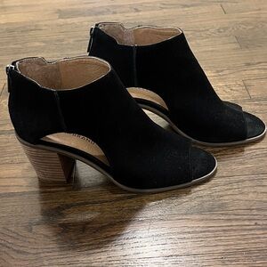 Lucky Brand Black Suede Heeled Booties